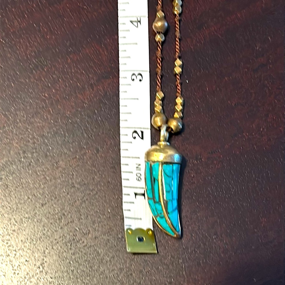 💠NWOT💠Gold Inlay Turquoise Italian Horn Necklace💠 - Picture 8 of 10